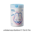 1 roll 100pcs blue rabbit garbage bag Portable Printed Thickened Garbage Bags, Stylish Blue Heart & Rabbit Drawstring Trash Bags