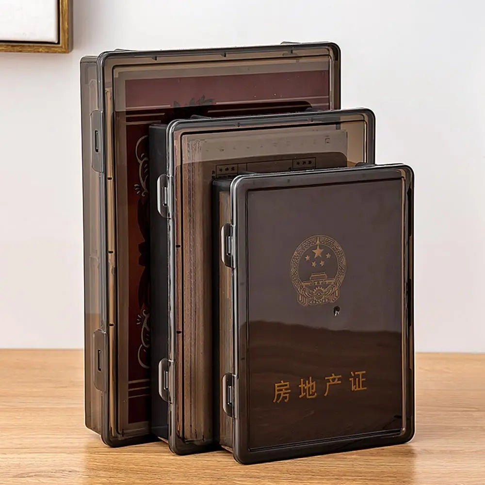 1Pc Document Organizer Box Household Certificate File A4 Box Important Information Registration Book Dust Proof Storage Case