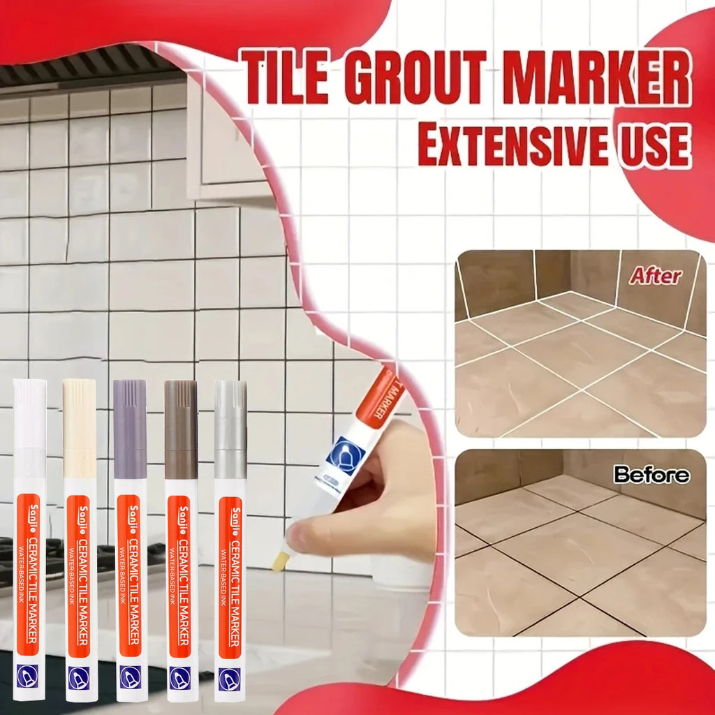 1Pcs Waterproof Ceramic Tile Grout Marker Pen, White Tile Repair Pen with Anti-Mold Filler, Bathroom Floor Tile Gap Cleaning Pen
