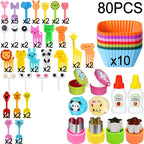 Mini Fruit Forks For Children Kids Cute Animal Food Picks Snack Toothpicks With Vegetable Cutter Set Silicone Lunch Box Dividers