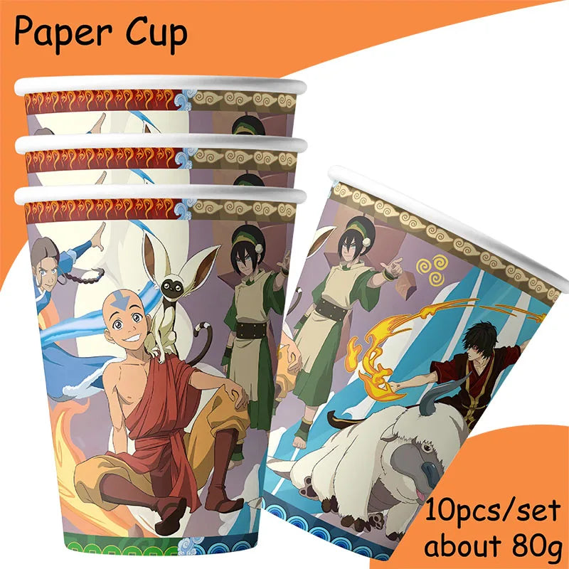 Avatar Korra Mako Cartoon Birthday Party Supplies Plate Cup Tablecloth Balloon for Girls Disposable Tableware Decor Supplies Set
