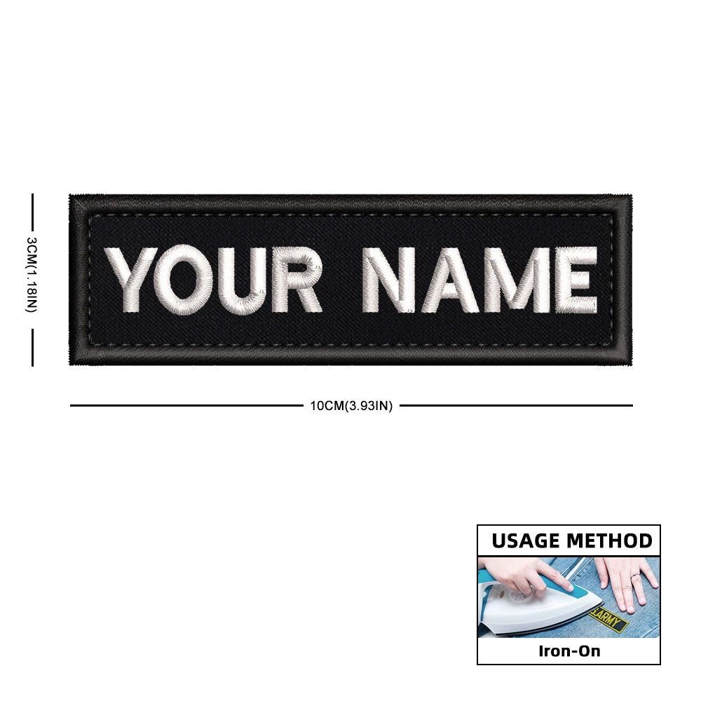 Rectangular Personalized Name Patch Stripes Badge tags Different Sizes Iron On Or Hook Loop Embroidered Military Name Patches