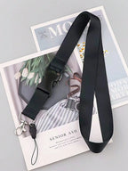 Mobile Phone Lanyard Fashion Black with Buckle Neck Strap Keychain Lanyard for ID Card Holder Keys Keychain Cell Phone Strap