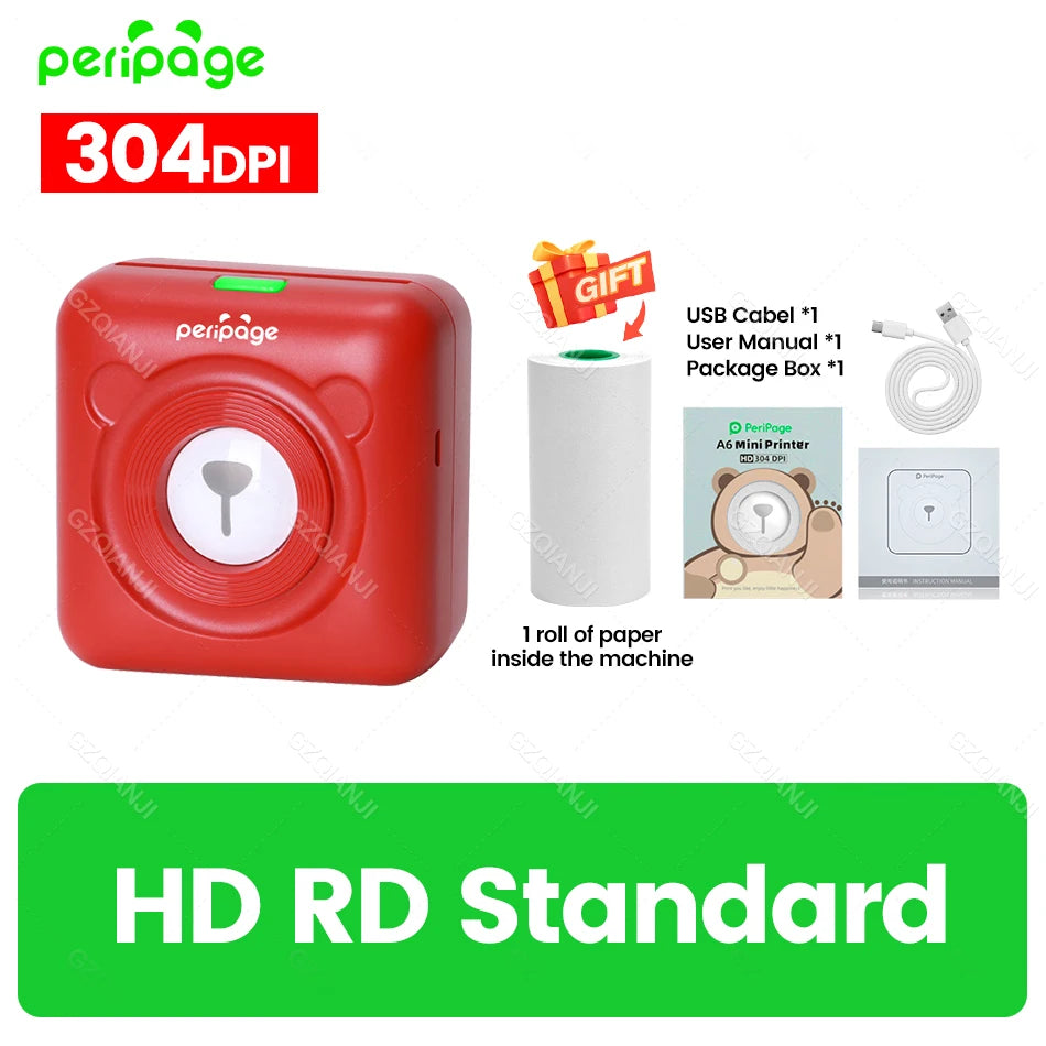 9 Colors Peripage A6 304DPI Mini Photo Printer Notes Sticker Label Printing Machine Bluetooth Portable Wireless Printer Marker