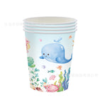 Sea Animal Theme Disposable Tableware Under The Sea Baby Shower Party Plates Napkins Cups Ocean Animals Birthday Party Supplies