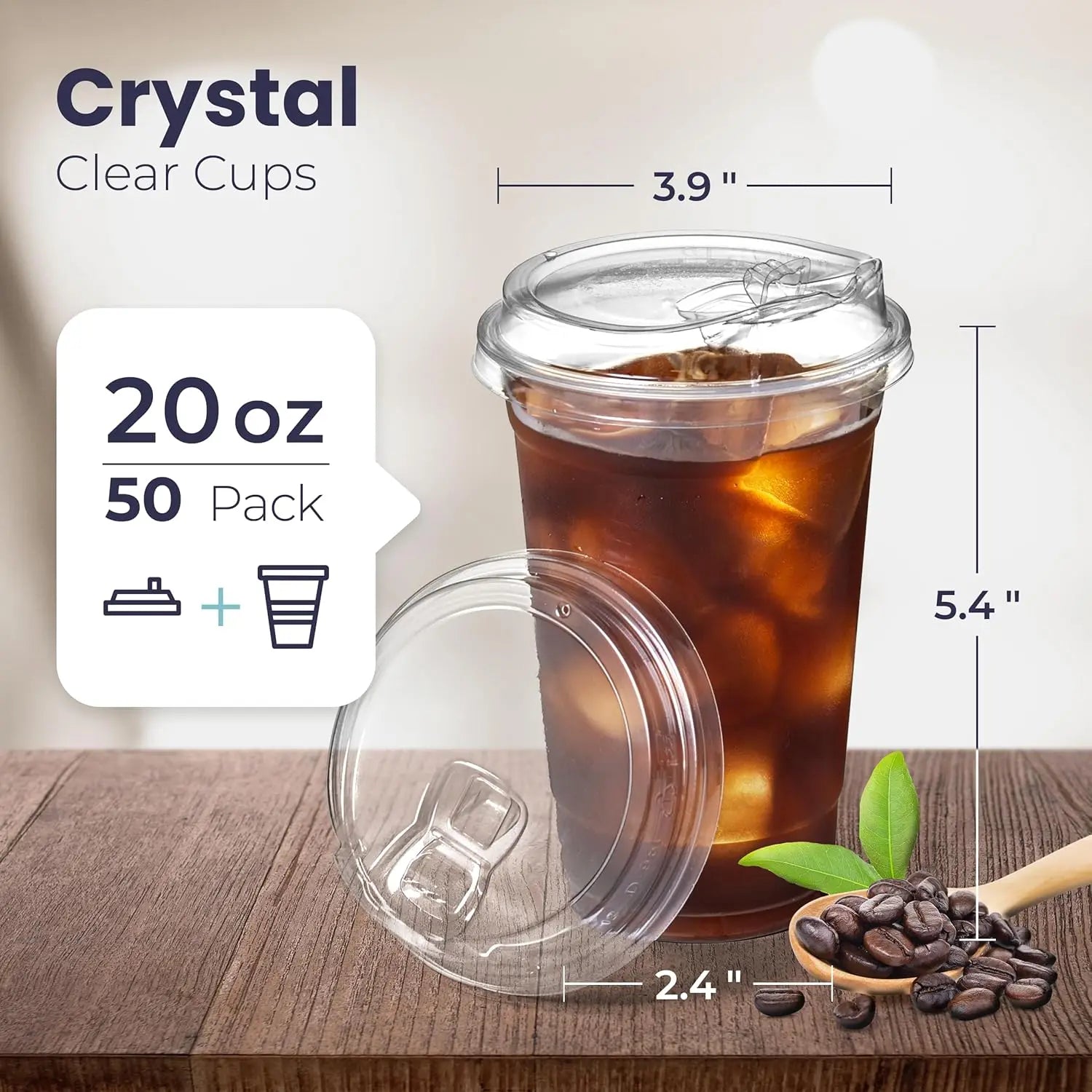 12/16/20/24oz Clear Plastic Cup with Lids 50 Set Disposable Cups for Iced Coffee or Juice Party  Smoothie Milkshake Cold Drinks
