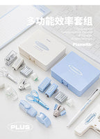 1 Cute Gift Stapler Set White/Blue Children's Novel Handicraft Tool Set Small Home Office Stationery  Children's Travel Bag