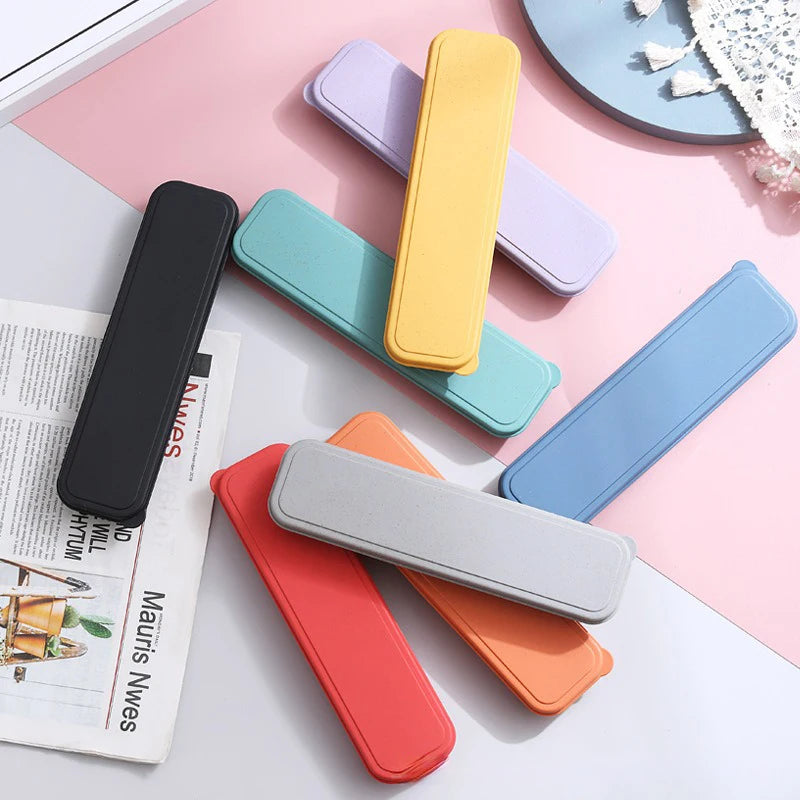 3In1 Wheat Straw Dinnerware Set Portable Reusable Cutlery Sets Knife Fork Spoon Chopsticks Travel Utensil Box Camping Tableware