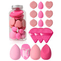 16PCS Pink Makeup Sponge & Powder Puff Set, Dry & Wet Use Foundation Blender, Latex-Free Beauty Tools with Storage Jar for Daily Makeup