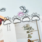 20pcs Cute Cat Claw Paper Clips Creative Pink Black Metal Paperclip Cartoon Bookmark Binder Office Stationery Binding Supplies