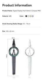 Press Student Compass Geometry Set Precision Digital Display Compass for Students Circle Drawing Gauge Tool Exam School Supplies