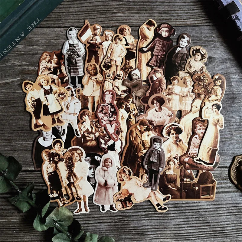 37Pcs Vintage Europen American Photo Craft Paper Dolls Junk Journal Ephemera DIY Cardstock Scrapbooking Material Thick Card