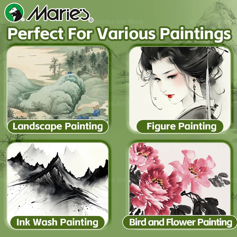 Marie's Chinese Painting Pigment Set,2pcs 20 Colors 32ml/1.13oz Tube,Watercolor Sumi Paint Kit for Drawing,Writing,Ink,Landscape