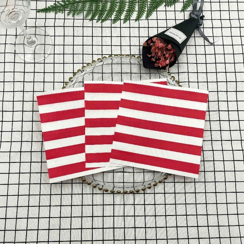 20pcs/Pac Classic Black and White Stripes Red and White Stripes Disposable Paper Placemats Flower Paper Party Decoration Paper