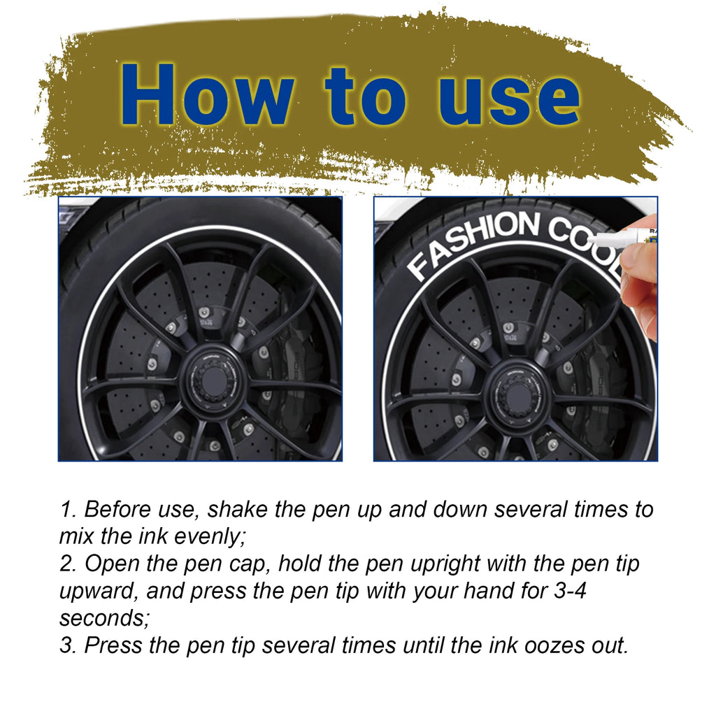 3PCS Tire Marking Pen Set Fast Drying Waterproof Paint Marker for Car Motorcycle Bike Tires White Ink for Drawing Graffiti DIY