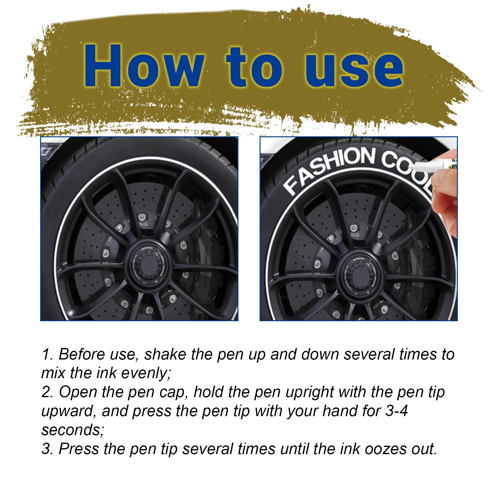 3PCS Tire Marking Pen Set Fast Drying Waterproof Paint Marker for Car Motorcycle Bike Tires White Ink for Drawing Graffiti DIY