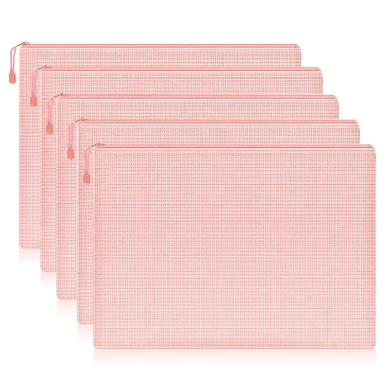 5 PCS A4 A5 A6 Mesh Zipper Pouch Document Bag Waterproof Zip File Folder Storage Bags A4 A5 A6 Office School Supplies Stationery