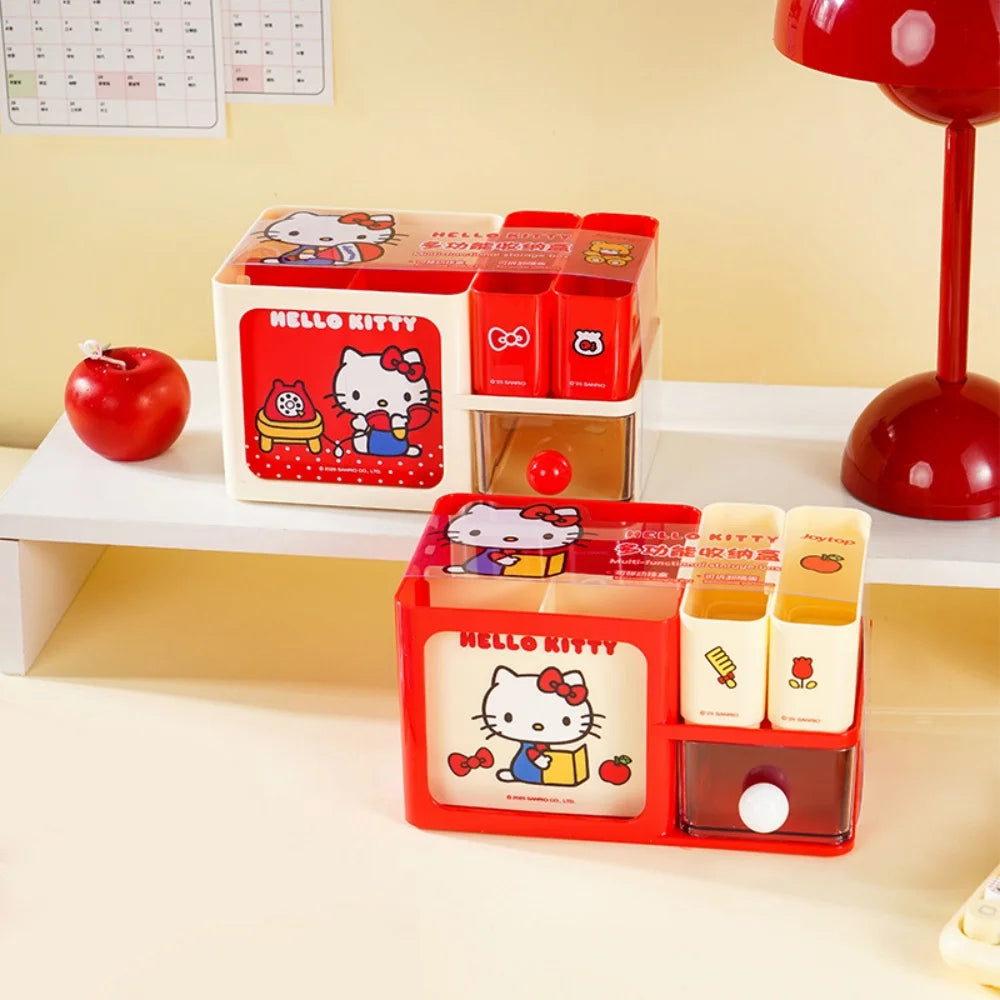 Genuine Sanrio Mark Pen Holder Hello Kitty Desk Organizers Shelves Desktop Stationery Bookshelf Home Office Storage Box Gifts
