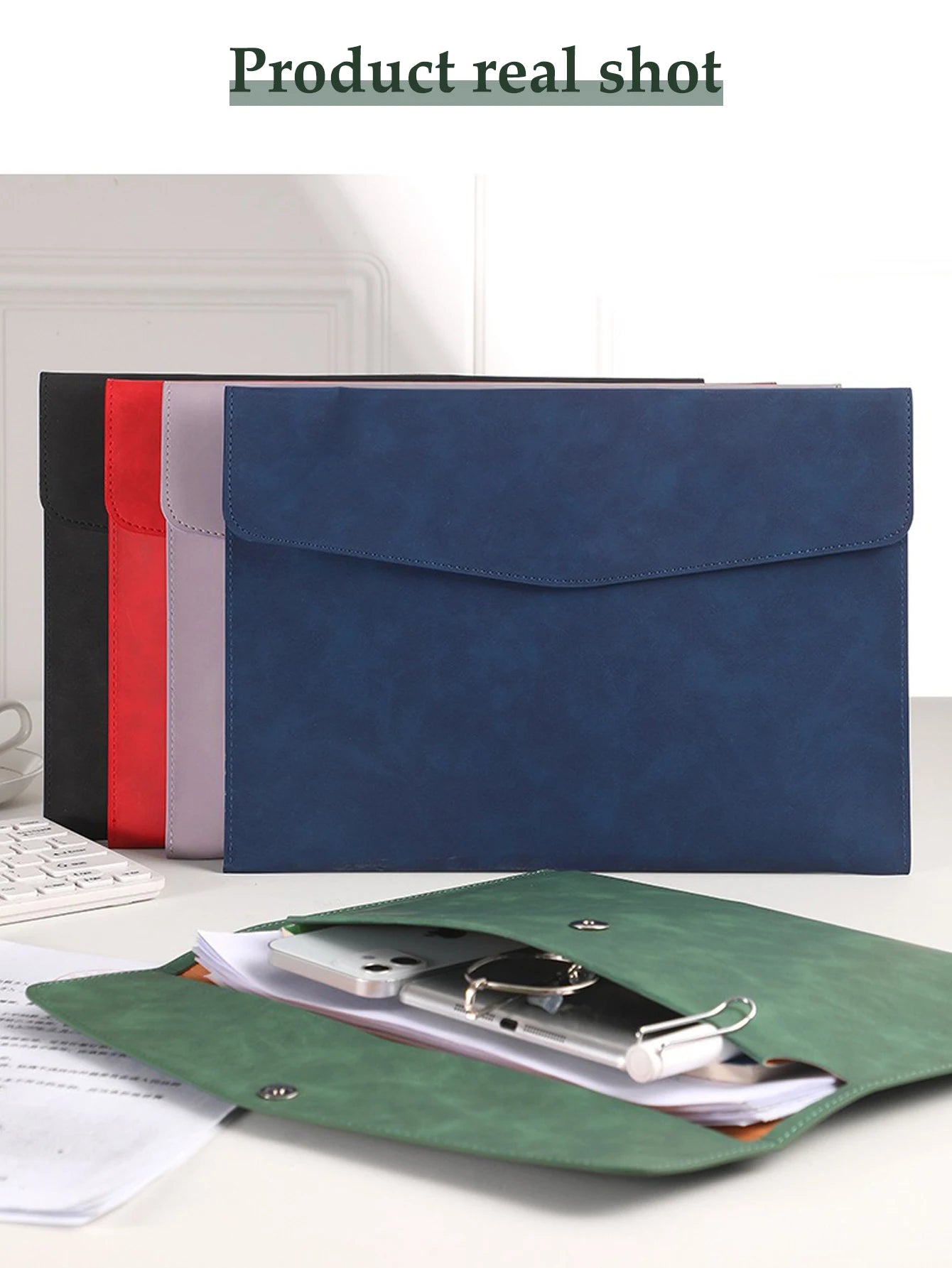 1pcs Leather A4/A5 File Bag Waterproof Wear-resistant Ultra-large Capacity Folder Business Office School File Storage Supplies