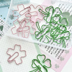 10Pc/set Ins Creative Design Clover Paper Clip Green Pink Color Scrapbook Paper Clip DIY Decor Photocard Memo Pad Fixed Clip Pin