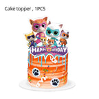 Superkitties Happy Birthday Party Decor Paw Meow Cat Super Kitties Tableware Tablecloth Plate Cup Gift Set Kid Party Supplie Toy
