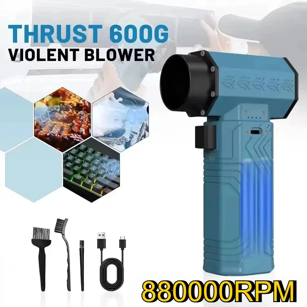 880000RPM Air Blower Powerful  Mini Turbo  Fan ,10000mAh 600g Thrust 70m/s Wind Brushless Duster leaf Removal Dryer keyboard