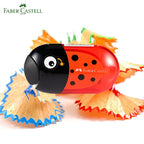 Faber Castell Cute Pencil Sharpener Double Hole with Container Plastic Student School Stationery Mini Manual Pencil Sharpeners