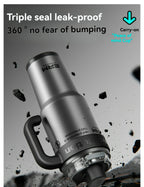 1200ML Extra Large Ceramic Tumbler Drinkware Stainless Steel Water Bottle Insulated Vacuum Flask Straw & Handle Leakproof
