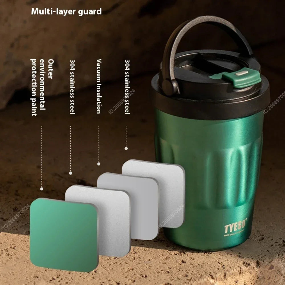 Tyeso 400ML/500ml Vintage Vacuum Flasks Insulated Coffee Mug 304 Stainless Steel Portable Travel Cup Handheld Thermos Hot Cold