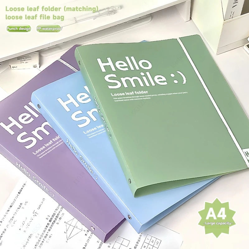 A4 PP File Bag, 3-hole D-ring Binder, Waterproof, Suitable for School, Office, Conference Supplies, Storage and Organization.