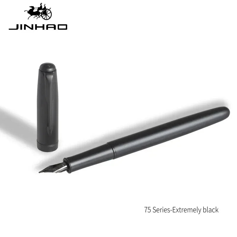 Jinhao 75 Metal Fountain Pen Black/Black Red Luxury Pens 0.5mm Nib Writing Ink Pens Stationery Business Office School Supplies