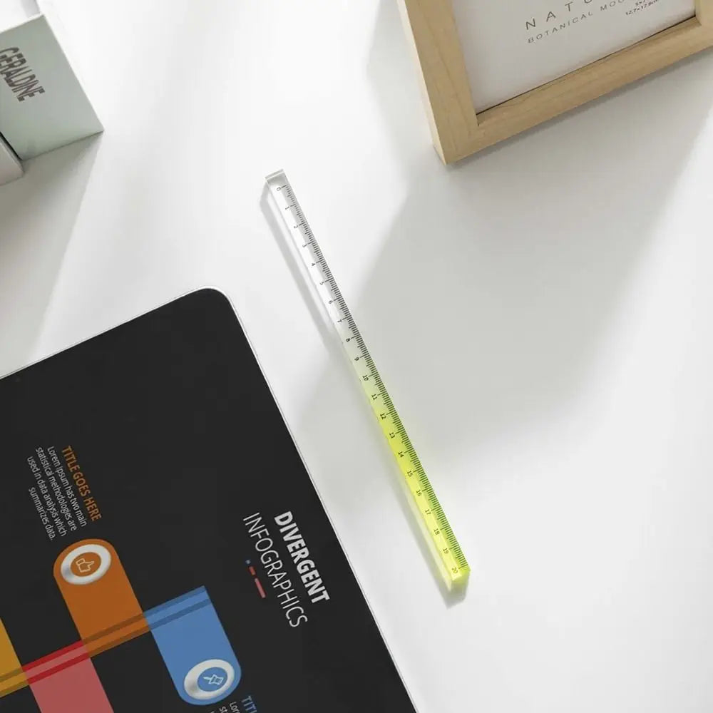 Transparent Straight Ruler High Quality 20CM Acrylic Scale Ruler Gradient Color Quadrangular Ruler Creative Stationery