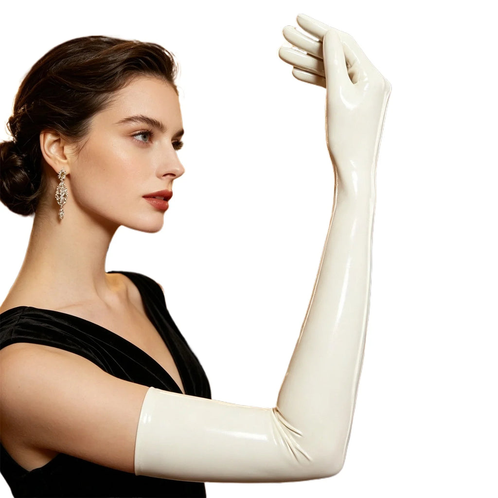 Transparent Tone Latex Short Gloves Stretchy Natural Rubber Full Finger Gloves