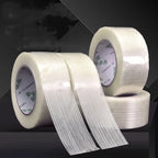 5mm-60mm 50M Strong Glass Fiber Tape Transparent Striped Single Side Adhesive Tape Industrial Strapping Packaging Fixed Seal