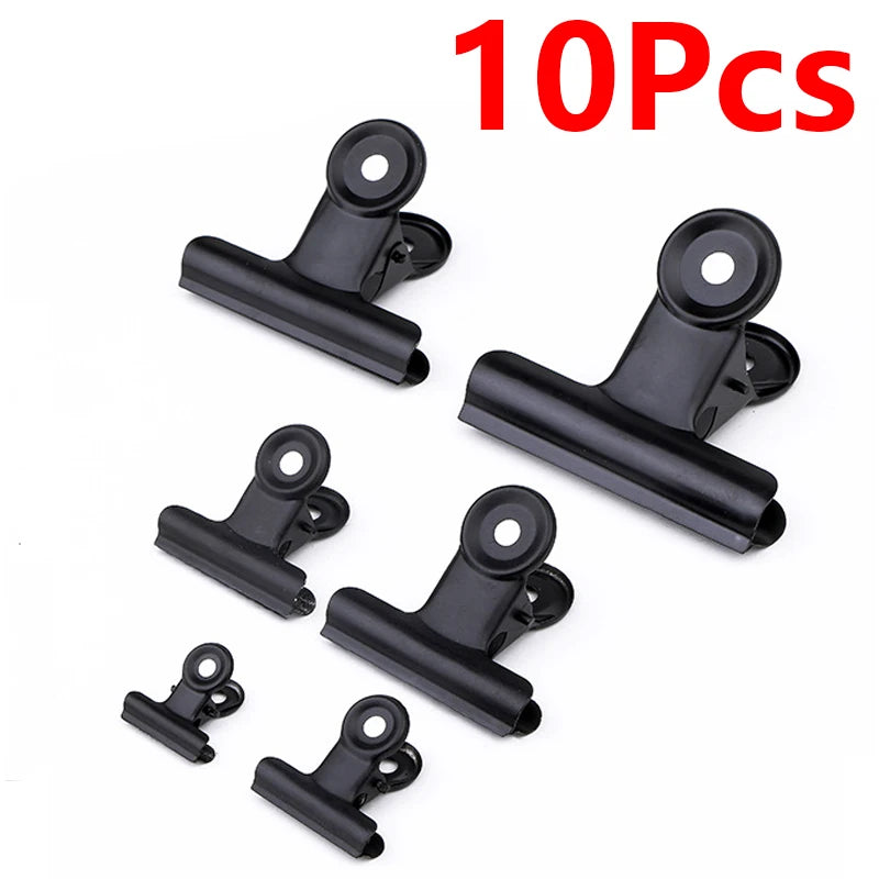 10-Pack Black Metal Paper Clip Office Stationery Small Book Fixing Clip Sketching Board Clip Household Supplies
