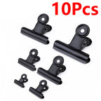 10-Pack Black Metal Paper Clip Office Stationery Small Book Fixing Clip Sketching Board Clip Household Supplies