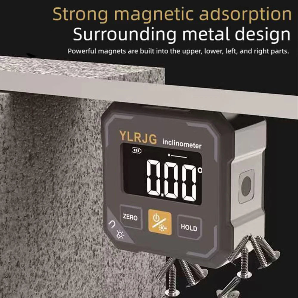 Four-Side Magnetic Digital Angle Gauge With Laser Electronic Protractor Horizontometer Inclinometer Angle Ruler Slope Measuring