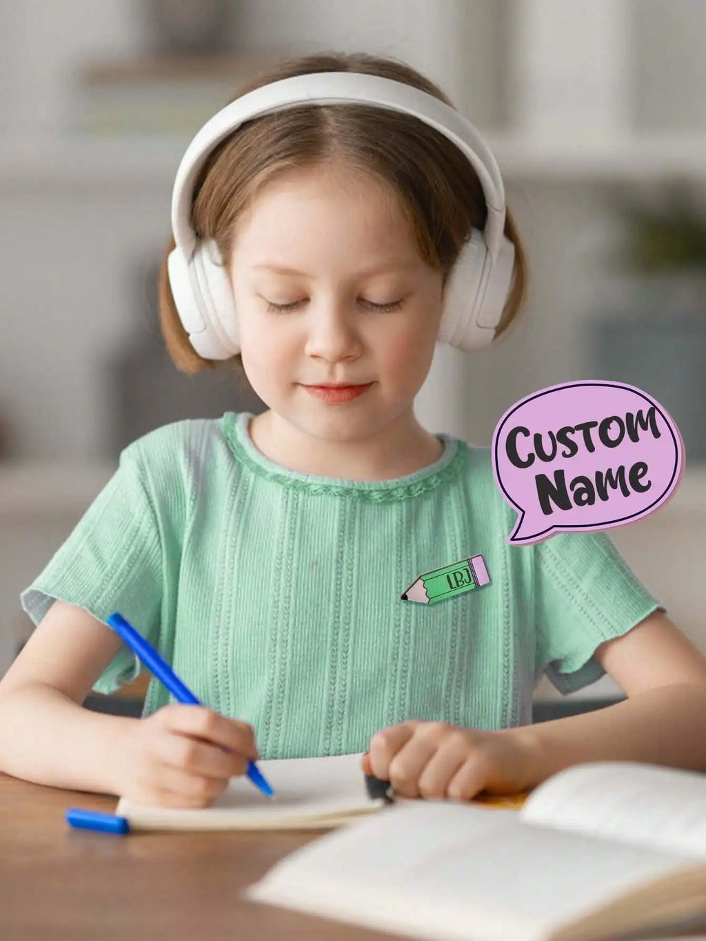 Custom Name Pencil Badge for Kids Write On School Teacher Brooch Pin Personalized Cute Kawaii Gift for Student Back to School