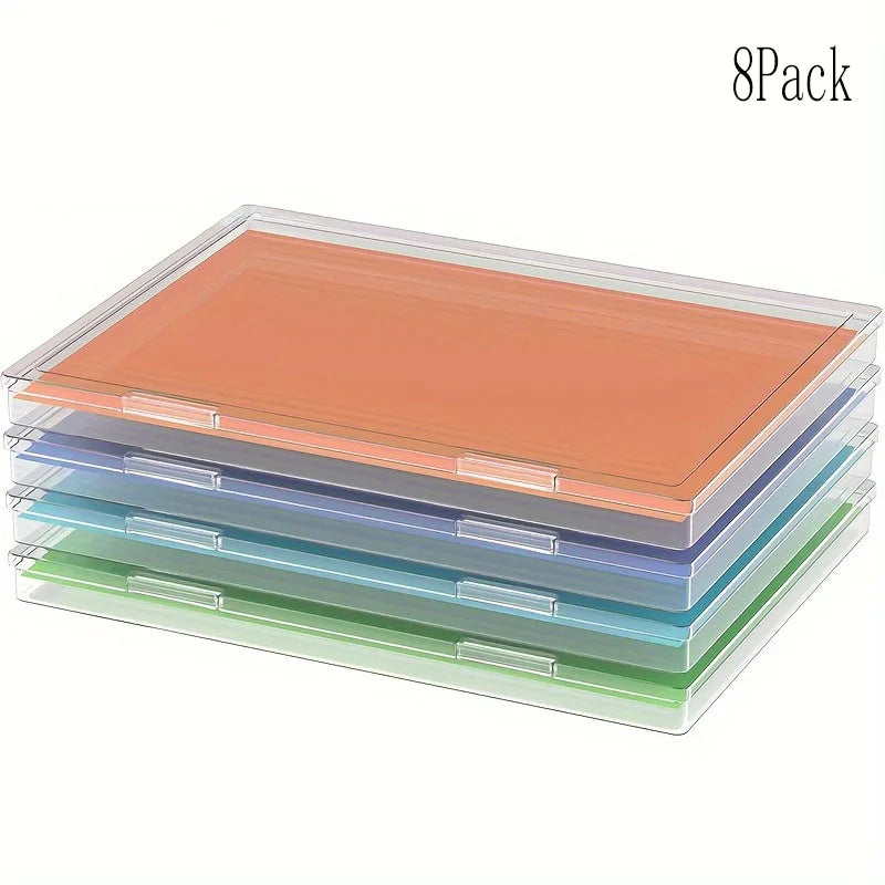 4/8 Pack A4 Plastic Storage Containers with Lids Organizing Home and Office, Gift Boxes for Presents, Document Storage for Pap