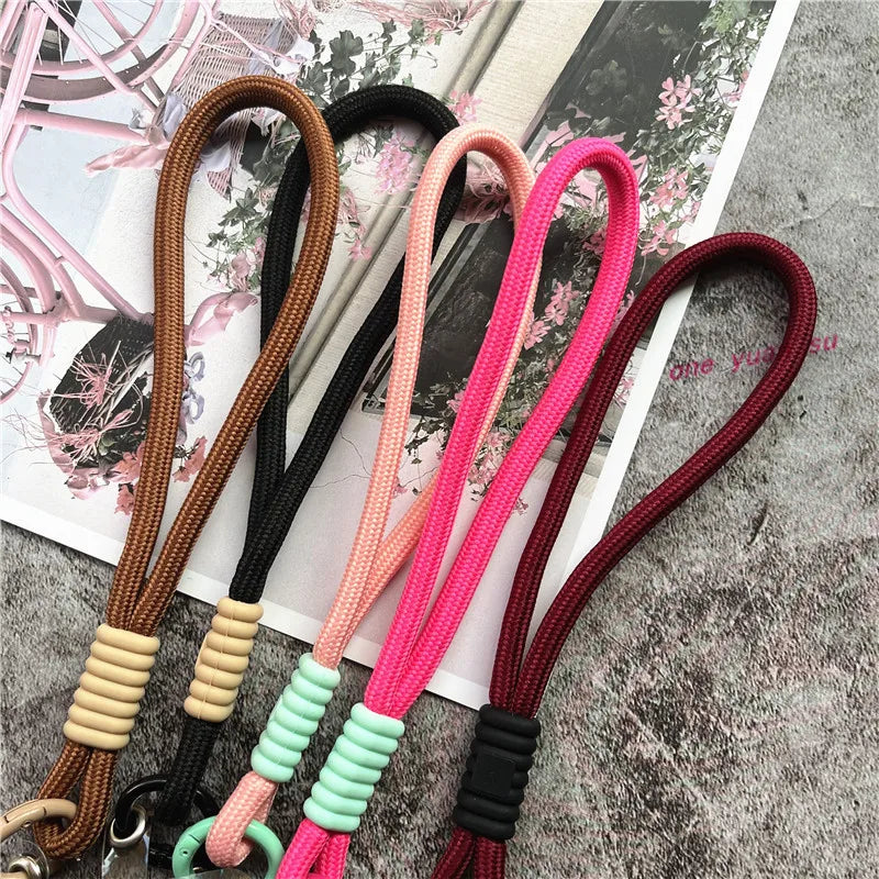 Cellphone Strap Candy Color Rope for Cards Metal Keyring Wrist Lanyard Keychain Portable Cellular Pendant Premium Hand Strap