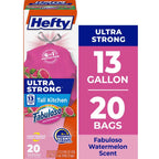 Ultra‑Strong Pink 13 Gallon Tall Kitchen Garbage Bags, Fabuloso Watermelon Fragrance, Heavy‑Duty Scented Trash Bags for Home Kitchen Use, 20 Bags