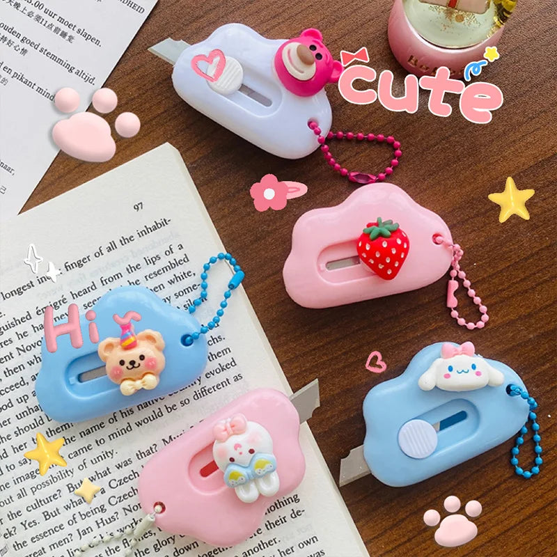 1pc Dopamine Cloud Mass Letter Opener Cartoon Cute Utility Knife Student Mini Box Cutter Hand-made Sharp