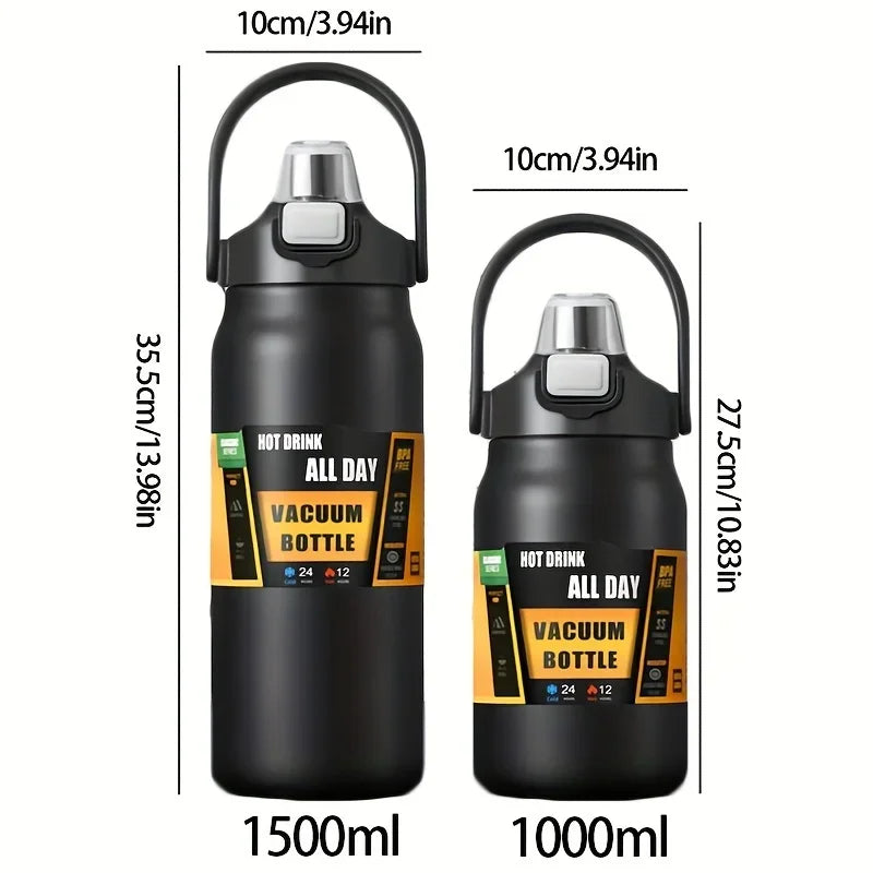Stainless Steel Thermo Bottle 1.5L Large Capacity Thermo Water Portable 1500ml Vacuum Mug Thermos Insulated Cup 1L Tumbler