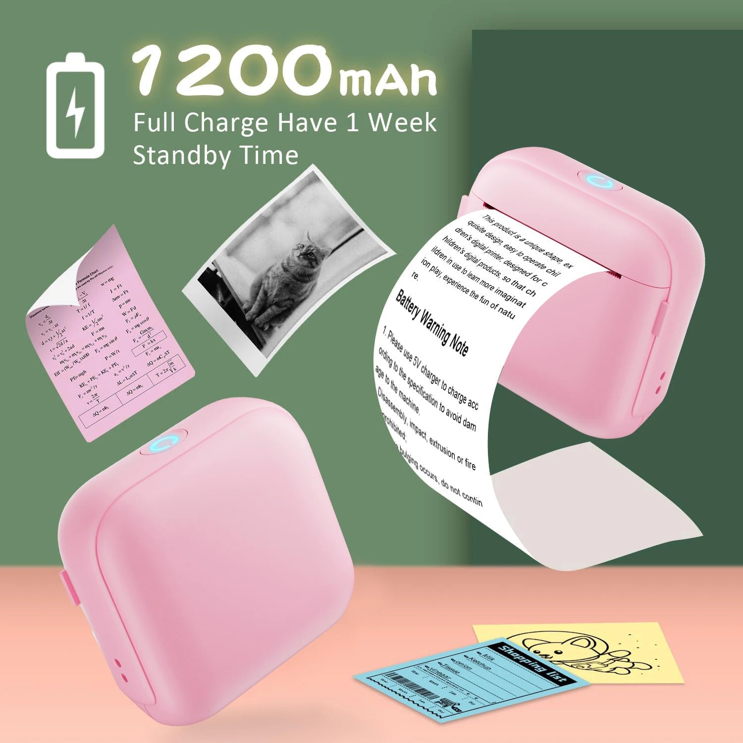 Wireless Mini Printer - Portable Thermal Label Maker Kit, 203dpi HD Printing, Multi-Function Printing, Supports Wireless/USB/Bat