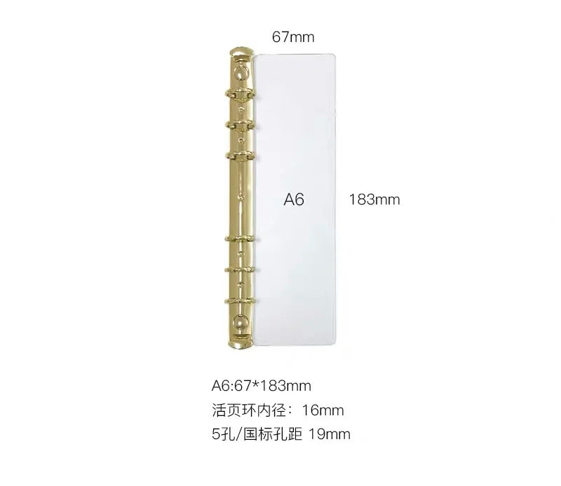 A5 A6 A7 A8 Ring Binder Buckle Metal Binder 6 Holes Clip File Folder Shell Notebook Side Insertion Loose Leaf Book Board Planner