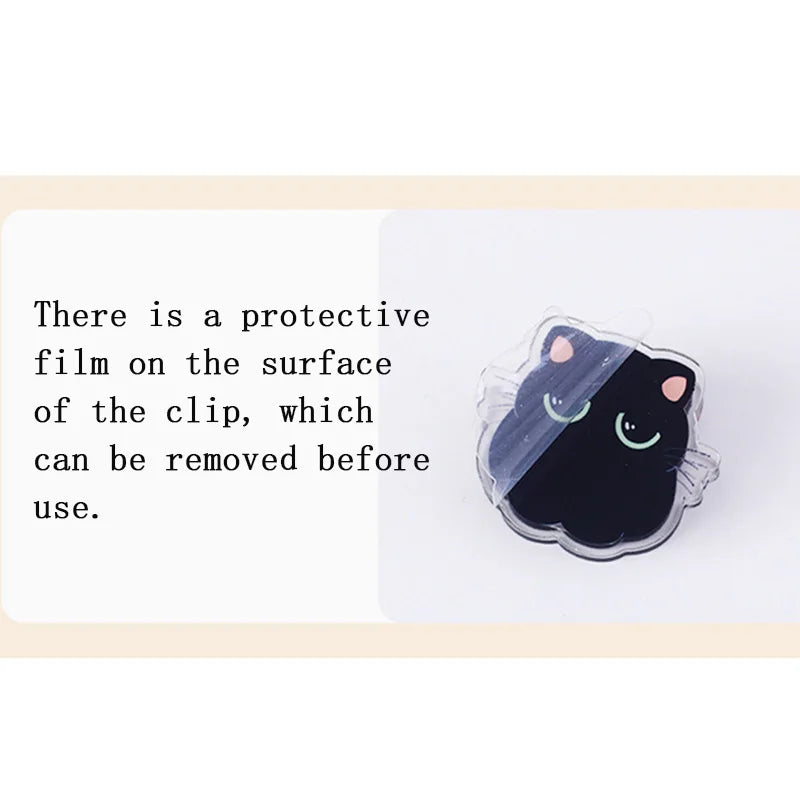 7 pcs Cute cartoon black cat clip acrylic double-sided high-definition pattern paper clip stationery supplies
