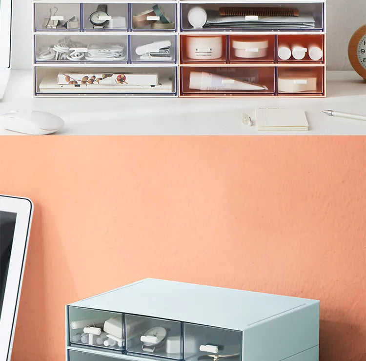 Desk Storage Drawers Desk Document Sundries Holder Cosmetic Desktop Organizer Box Cabinet Home Office Stationery Stackable Box