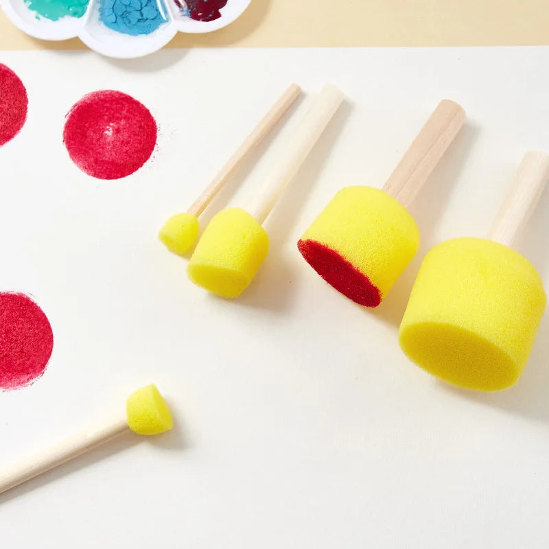 10 Pcs Set Wooden Handle Mushroom Head Sponge Brush Children DIY Painting Sponge Seal Set Paint Graffiti Create Unique Art Brush