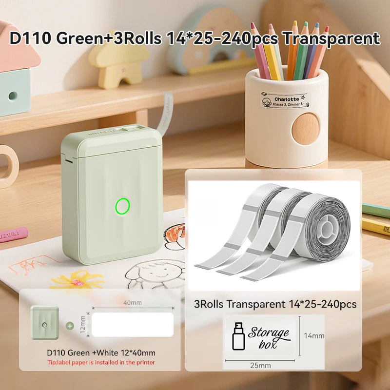 NIIMBOT D110 Upgraded Version Thermal Label Printer Mini Portable Name Tag Label Maker With Tape for Office Home Kitchen School