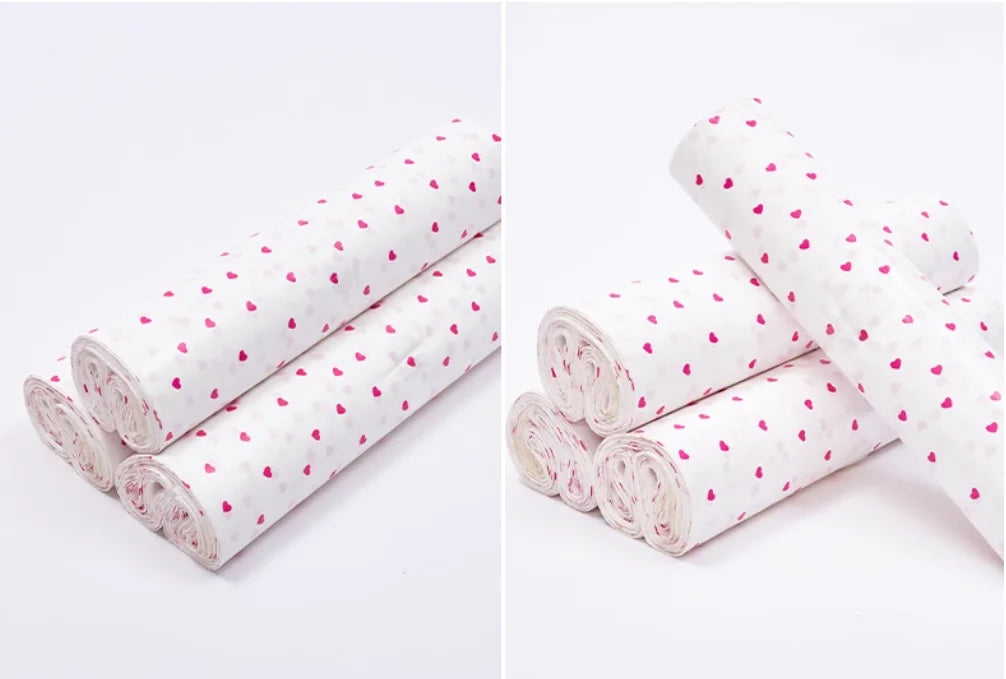 50Pcs New Pink Courier Bags Bow Heart Pattern Poly Frosted Self-Seal Shoe Bag PE Delivery Envelope Mailer Mailing Bags Organizer